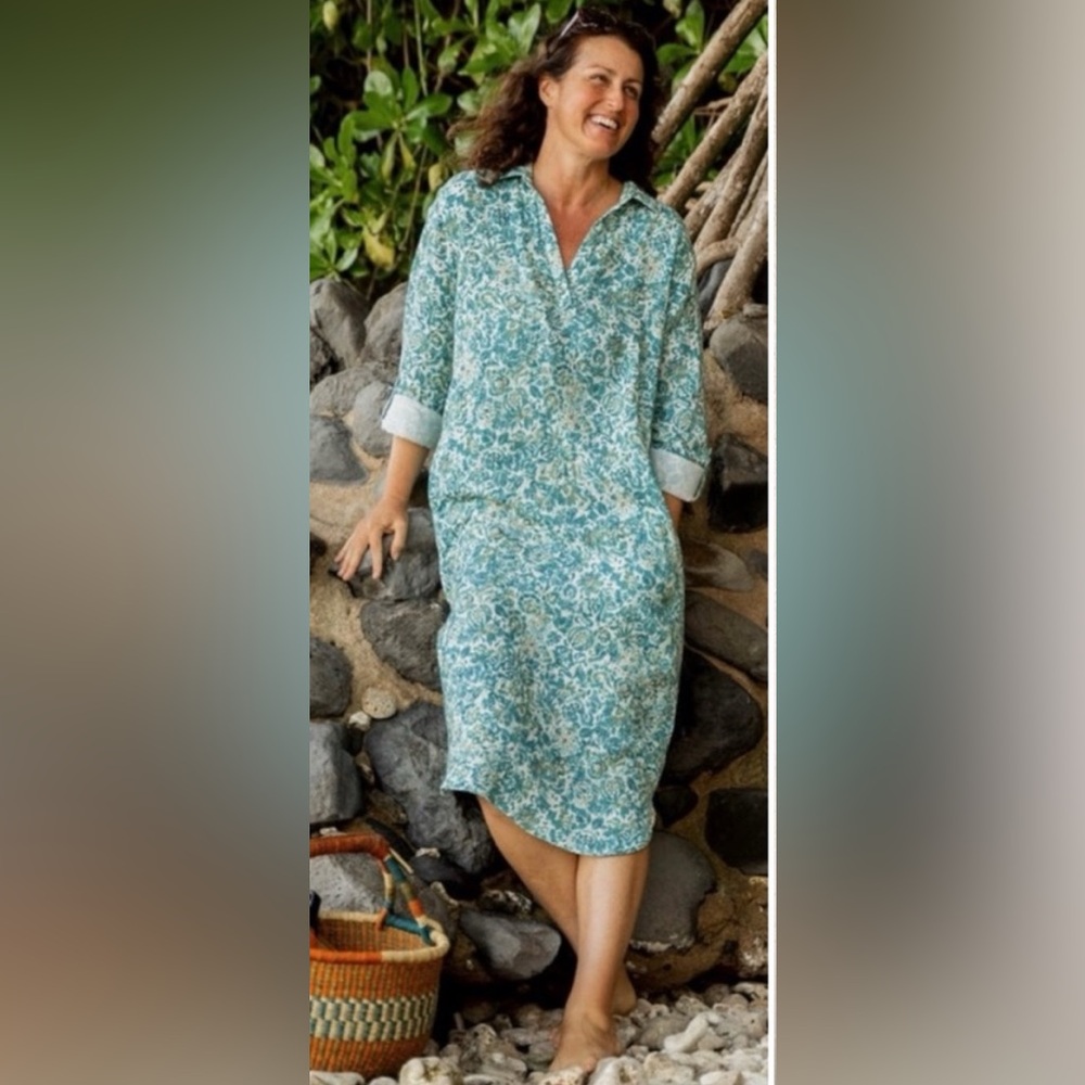 Ripskirt Hawaii Blue/Green Floral Midi Dress